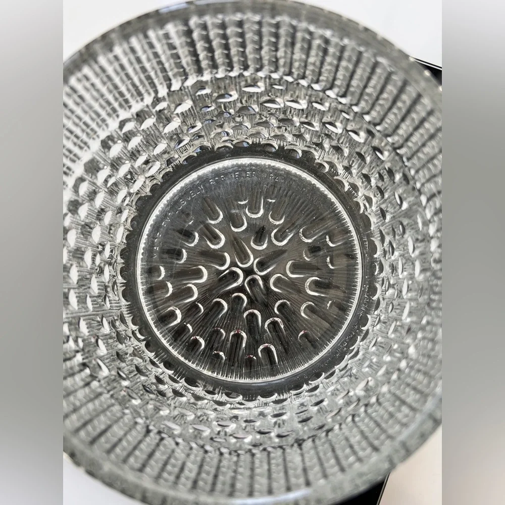 French Teleflora Mini Ice Bucket Textured Raindrop Crystal Glass with Handle 60s